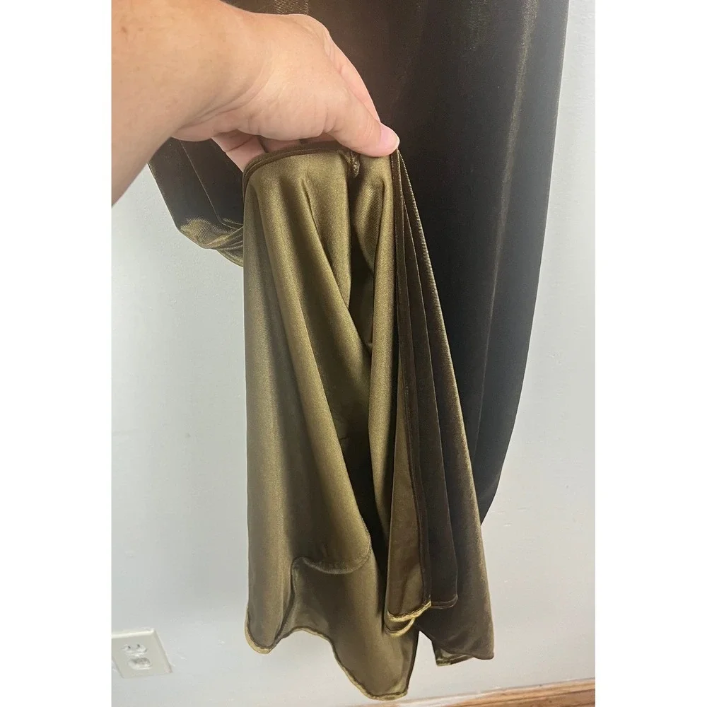 Just Taylor Olive Green Velvet Cowl Neck Maxi Dress Spaghetti Strap Size 2